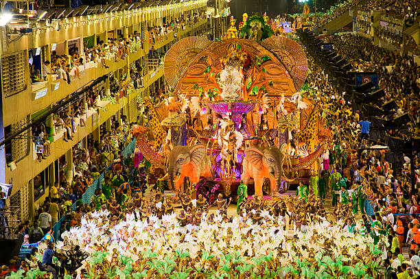 Rio de Janeiro, Brazil - February 15, 2010: Samba school presentation in Sambodrome in Rio de Janeiro carnival. This is one of the most waited big event in town and attracts thousands of tourists from all over the world. The parade is happenning in two consecutive days and the samba schools are always trying their best to impress the judges.